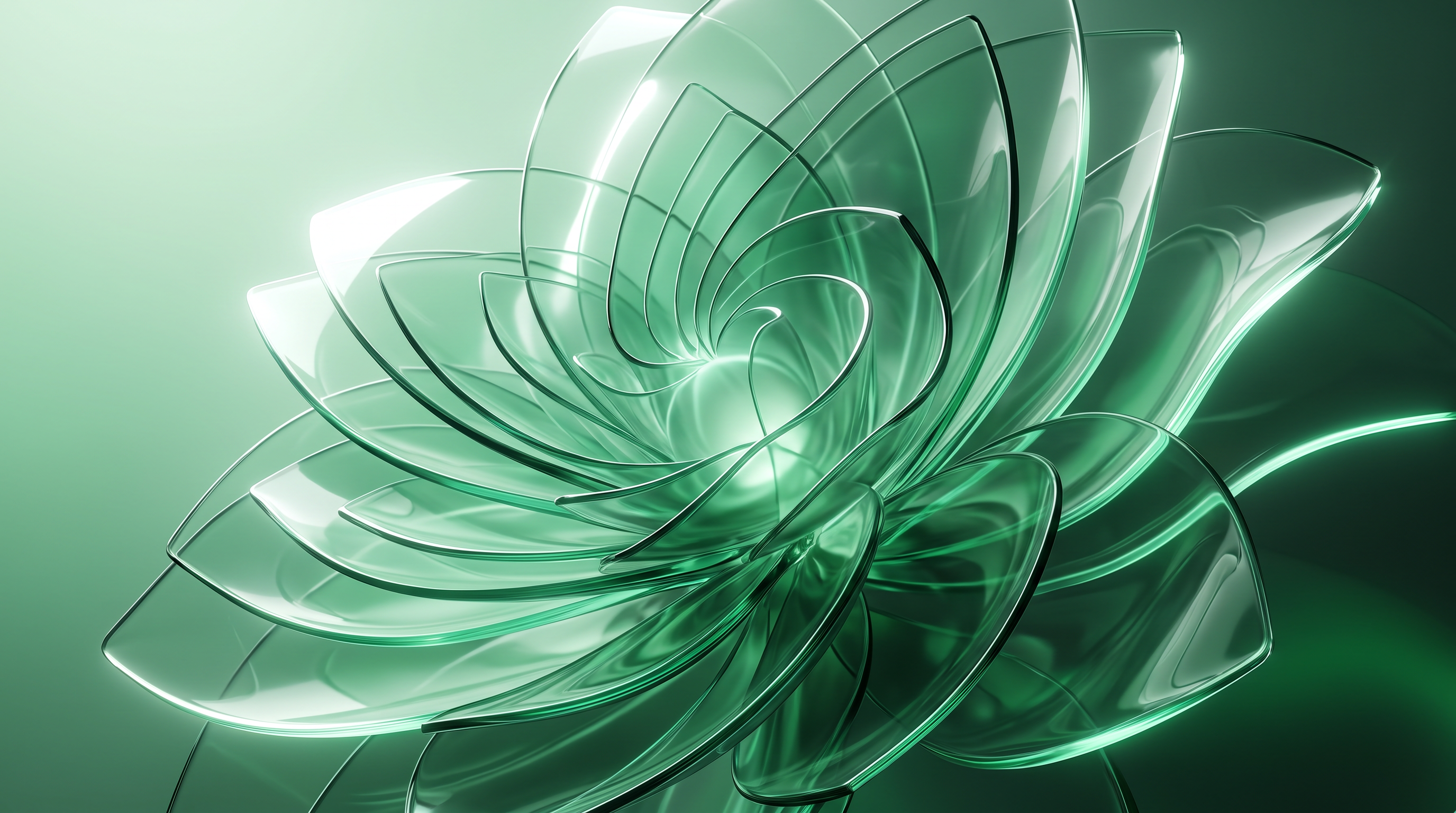 Emerald Glass Bloom Wallpaper