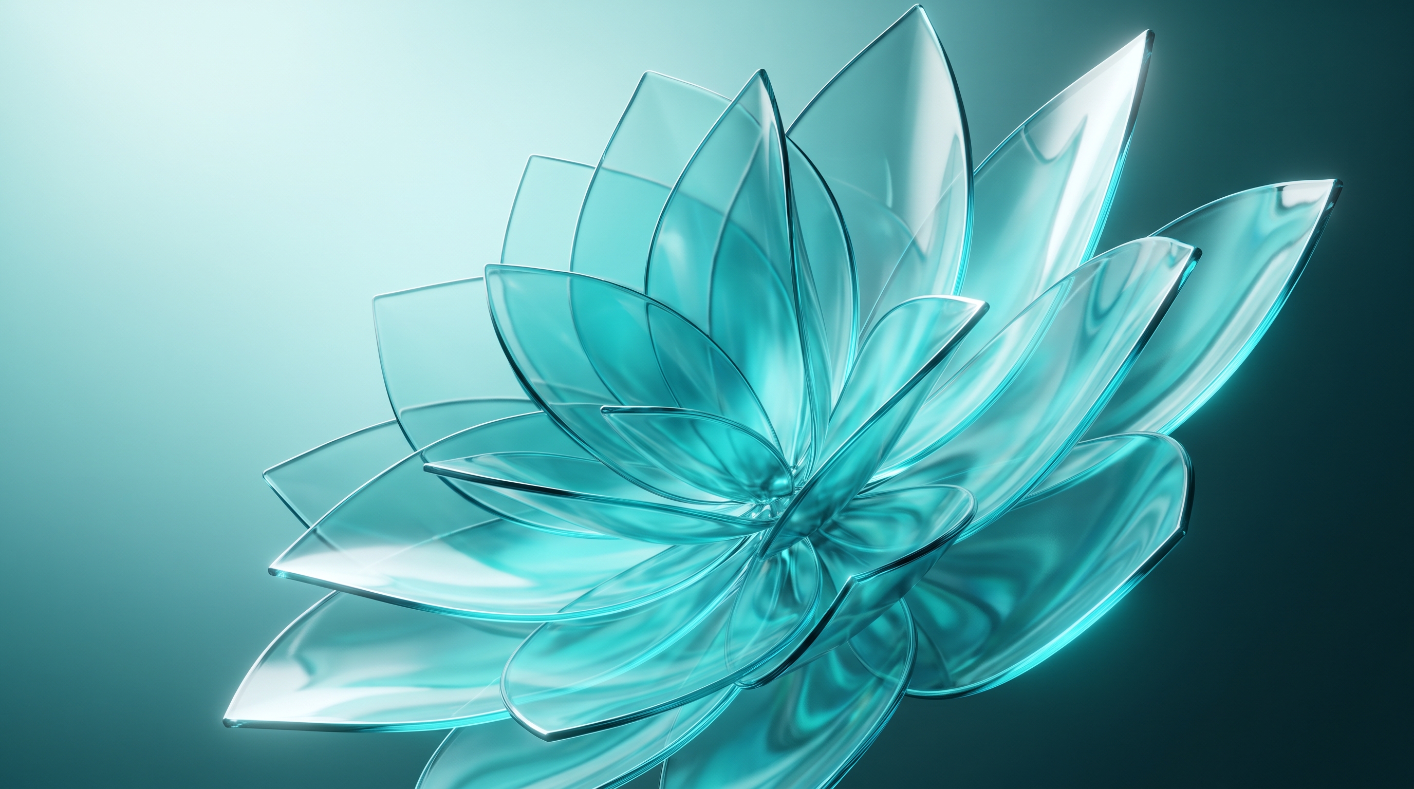 Teal Glass Bloom Wallpaper